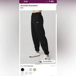 Alo accolade black sweatpants size small worn once